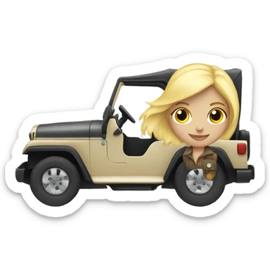 blonde girl driving jeep sticker