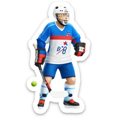 floorball man player in slovakia jersey sticker
