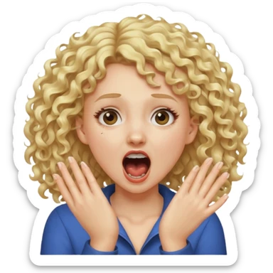 Emoji di ragazza bionda riccia che urla e mette una mano in faccia sticker