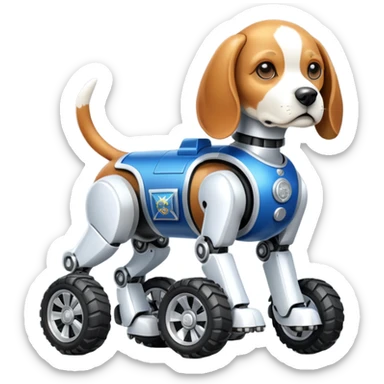 Stylish Military police robotic automaton beagle dog with off-road wheels  sticker
