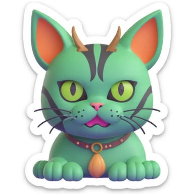 cat as Shrek with green skin and ogre ears sticker