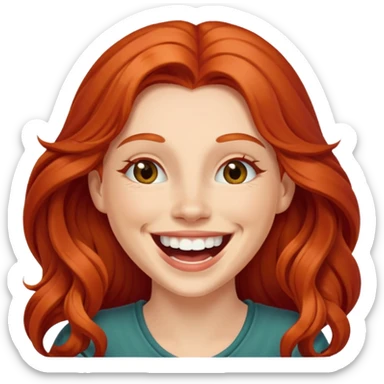 laughing long red haired woman sticker