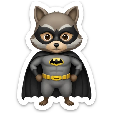 
raccoon in a Batman mask sticker