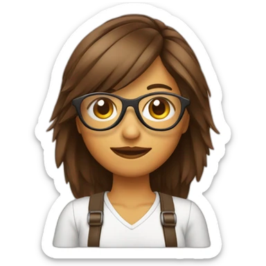 Chica pelo corto y marrón con gafas sticker