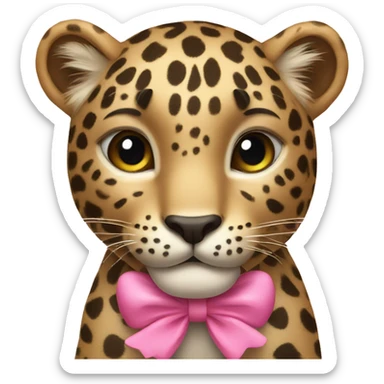 Leopard with a pink bow  sticker