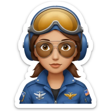 A female pilot with medium skin and tied-back brown hair sticker