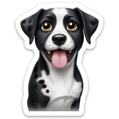 black and white dog with black spots sticking tongue out sticker