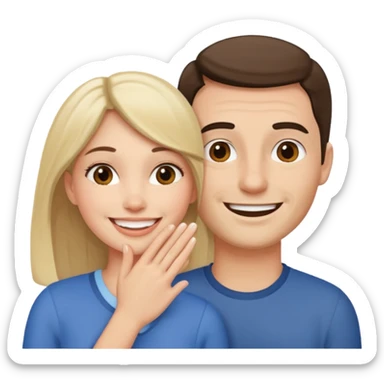 Woman on husbands face sticker