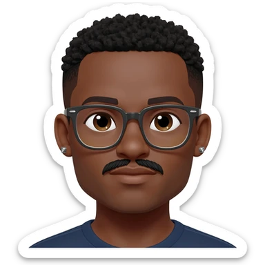 Black man with glasses, mustache,  and stud earrings sticker