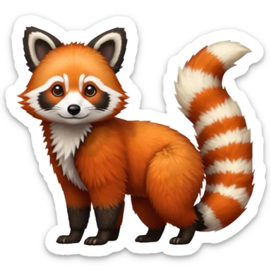 Realistic 4-legged quadrupedal Red-Panda-Lemur-Raccoon-Dog-Red-Fox-animal-fusion-hybrid, Full body sticker