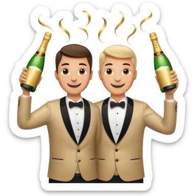 happy man raising two bottles of champagne sticker