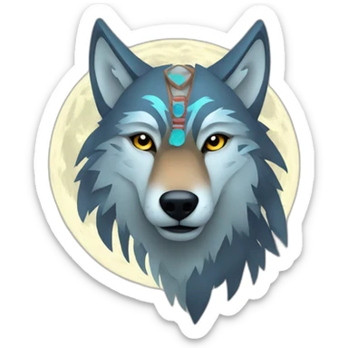 Tribal wolf moon sticker