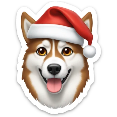 Red husky with Santa hat sticker