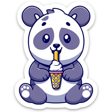 Panda eating ice creamy sticker