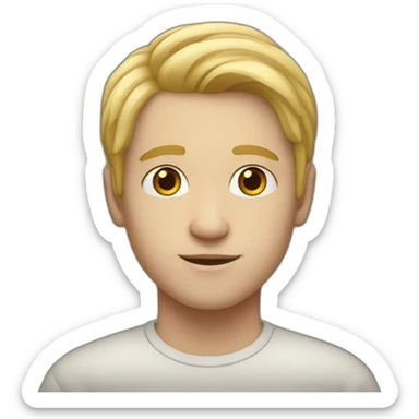 White 26 year old boy with middle parting blond hair sticker