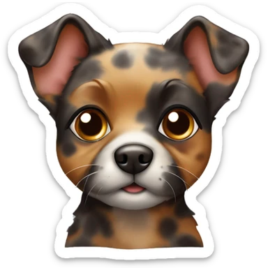 Tortoiseshell сoloured dog. Cute. Brown colour with grey dots sticker