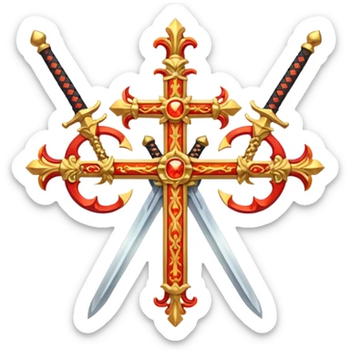 Create two swords that are in a cross and look fiery and royal looking at the same time sticker