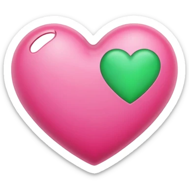 pink & green heart sticker
