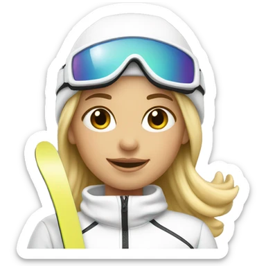 blonde girl skiing with white ski outfit sticker