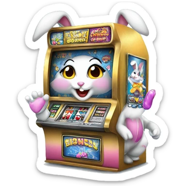 Dancing bunnysuit  girls gambling slot machine sticker