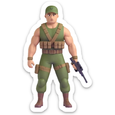 Carl Weathers as Dillon from Predator movie, muscular man in jungle combat gear sticker