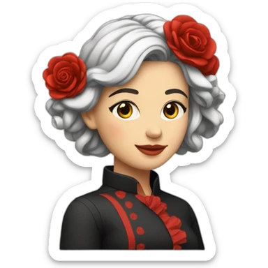 mujer-blanca-cabello-rojo-con-tijeras-papel-flor sticker