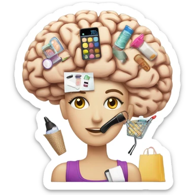 brain thinking shopping makeup footwear and clothes  sticker