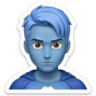 Super hero with blue clothes with no mask or cape and blue hair sticker