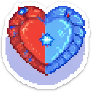 A red heart with a bright glowing blue star inside sticker