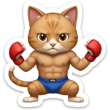cat doing MMA fighting sticker