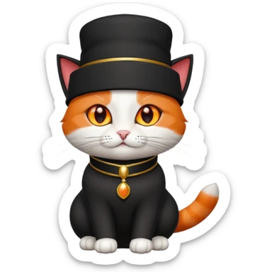 black suited catwith fes hat sticker