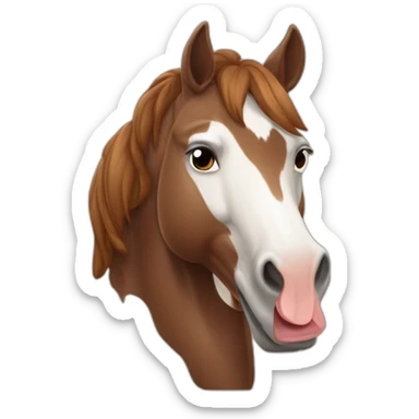 Gros cheval marron avec une crinière marron et des patte avec des balsane blanche sticker