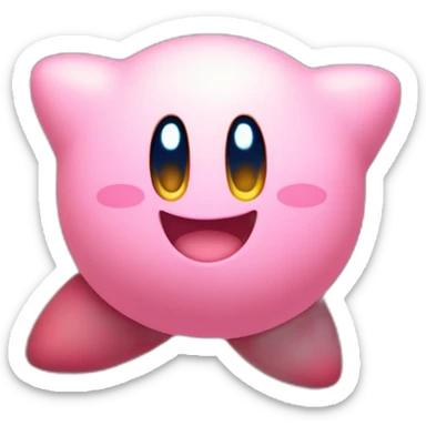 cute happy Kirby jumping on a star sticker