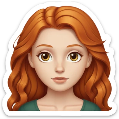 White girl, hazel eyes, long ginger hair sticker