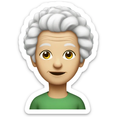 old woman white hair green eyes mohawk sticker