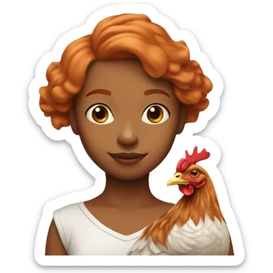 Ginger girl with a brahma hen sticker