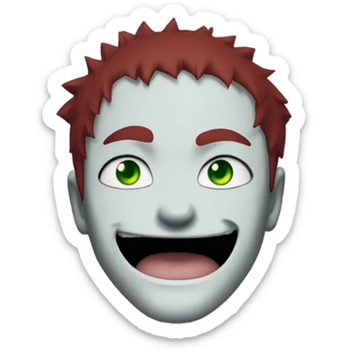 gaara from naruto with face tattoo green eyes laughing sticker