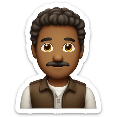 A brown short man with small mustache  sticker