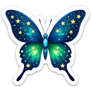 blue and green butterfly with stars from night sky sticker