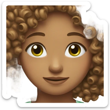 Brown curly hair, green eyes, rosy cheeks sticker