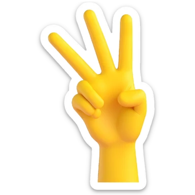 yellow hand making the 'OK' gesture, 3D emoji style, with a peace sign on the wrist sticker