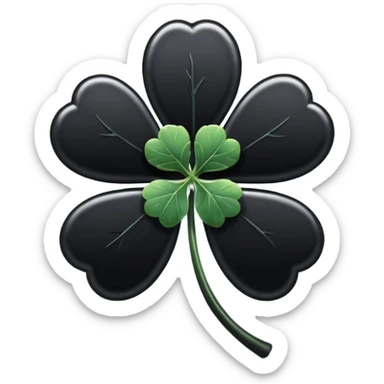 Five leaf black clover sticker