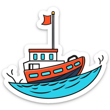 boat sinking in water sticker