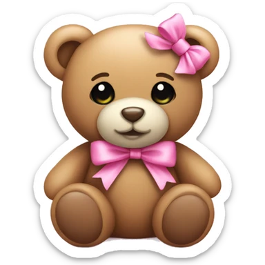 teddy with pink bow sticker