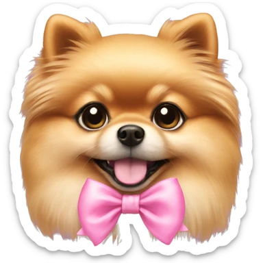 Pomeranian pink bow sticker