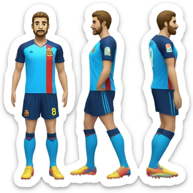 Futbolista español con camiseta azul marina y una franja azul clara en los hombros. Con el número 8 en la camiseta  sticker
