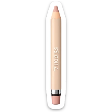 3D emoji-style lip pencil in nude beige color, labeled ‘Miss Tais 765’, with a sleek minimalist design. sticker