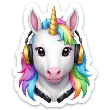 headphone wearing unicorn sticker