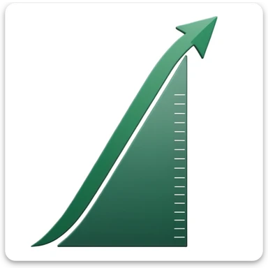white growth chart with smooth dark green upward arrow, almost no steps, modern minimalist style sticker