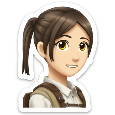 Sasha Braus brown hair hair in a ponytail anime attack on titan sticker